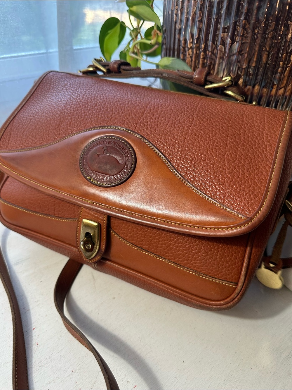 Dooney & Bourke Chestnut Brown Leather Shoulder Satchel Top Handle - Picture 14 of 14